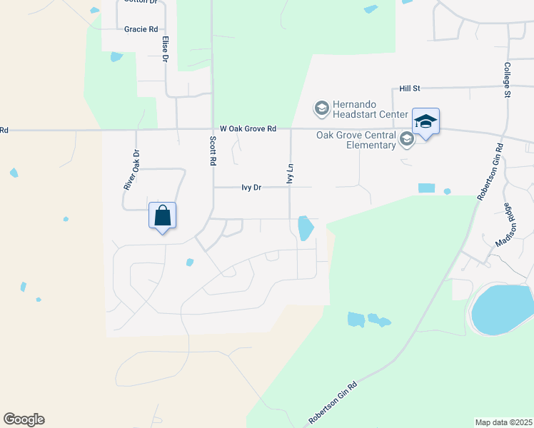 map of restaurants, bars, coffee shops, grocery stores, and more near 1434 Fieldstone Street in Hernando