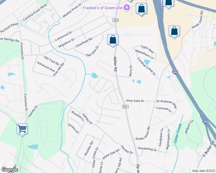 map of restaurants, bars, coffee shops, grocery stores, and more near 8 Firnstone Court in Greenville