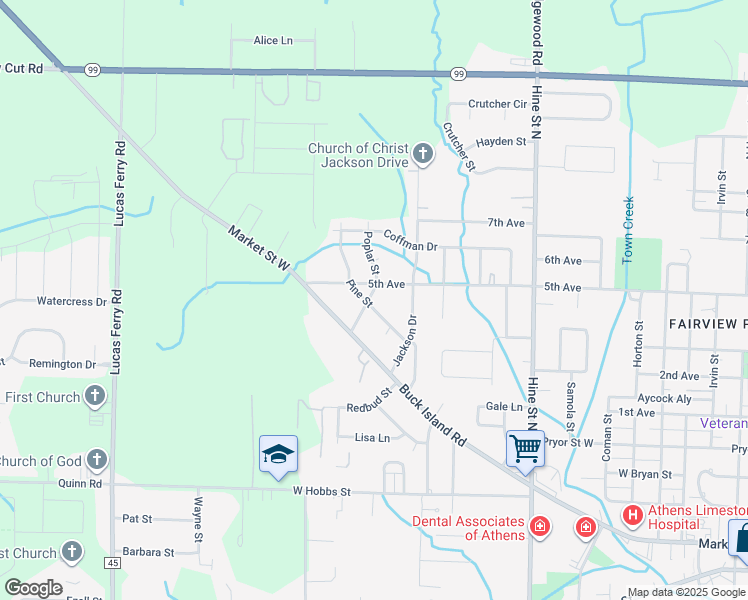 map of restaurants, bars, coffee shops, grocery stores, and more near 1512 Pine Street in Athens