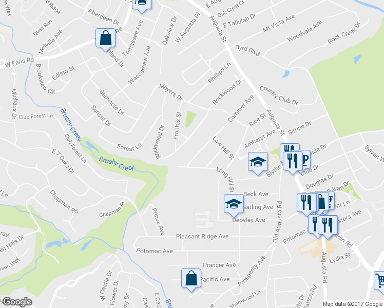 map of restaurants, bars, coffee shops, grocery stores, and more near 224 Cammer Avenue in Greenville