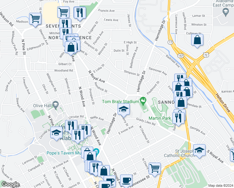 map of restaurants, bars, coffee shops, grocery stores, and more near 728 Kendrick Street in Florence
