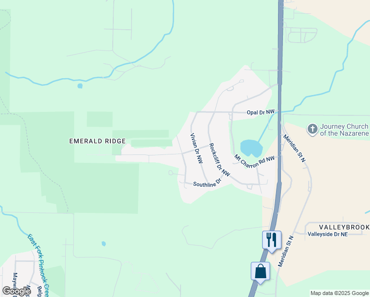 map of restaurants, bars, coffee shops, grocery stores, and more near 2106 Apache Road Northwest in Huntsville