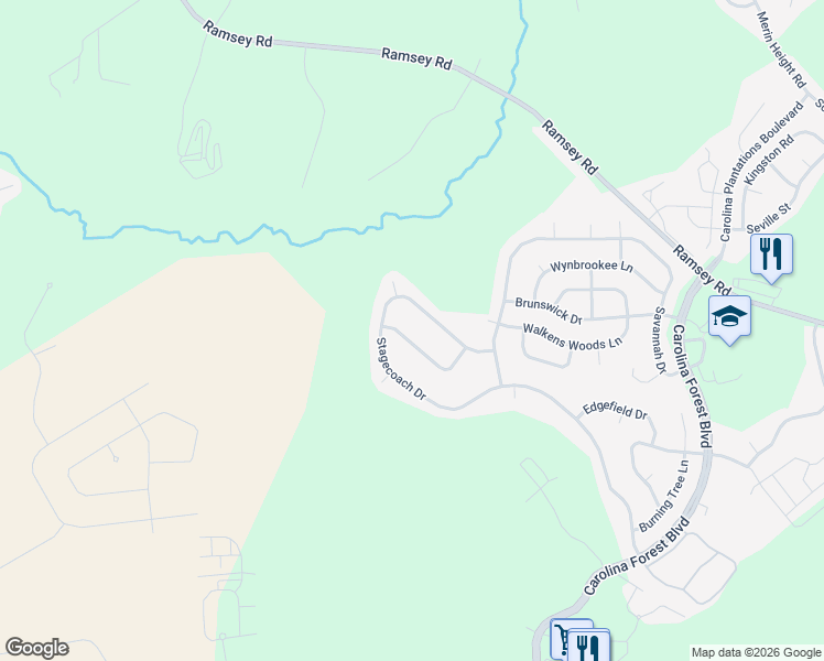 map of restaurants, bars, coffee shops, grocery stores, and more near 912 Stagecoach Drive in Jacksonville