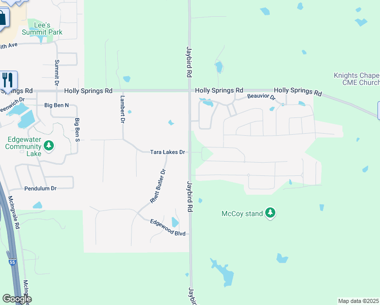 map of restaurants, bars, coffee shops, grocery stores, and more near 3226 Jaybird Road in Hernando