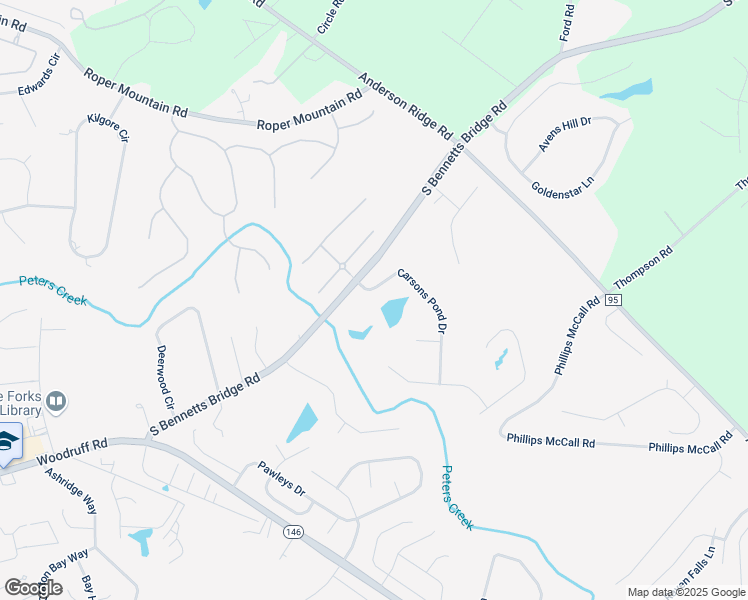 map of restaurants, bars, coffee shops, grocery stores, and more near 102 Carsons Pond Drive in Simpsonville