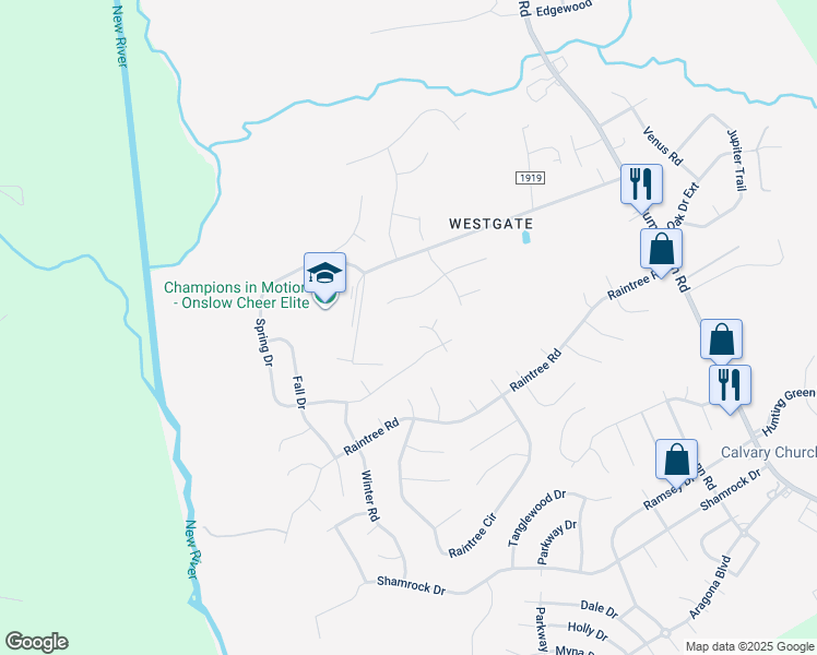 map of restaurants, bars, coffee shops, grocery stores, and more near 209 North Stephanie Court in Jacksonville