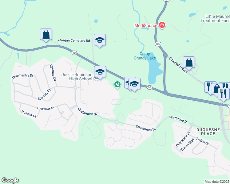 map of restaurants, bars, coffee shops, grocery stores, and more near 21501 Arkansas 10 in Little Rock