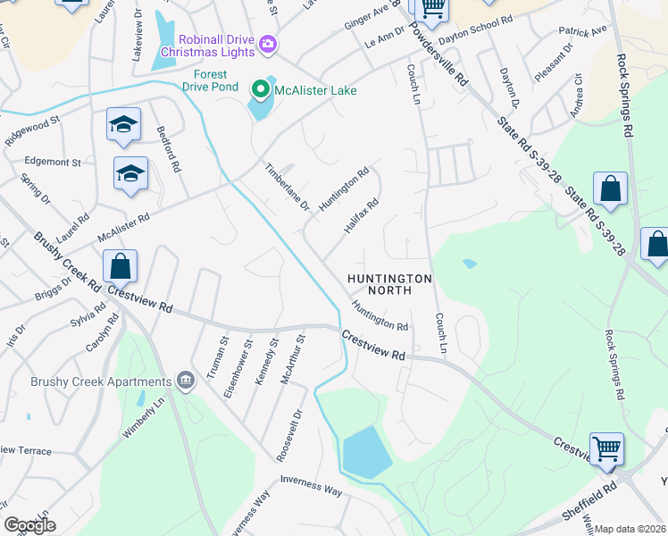 map of restaurants, bars, coffee shops, grocery stores, and more near 407 Huntington Road in Easley