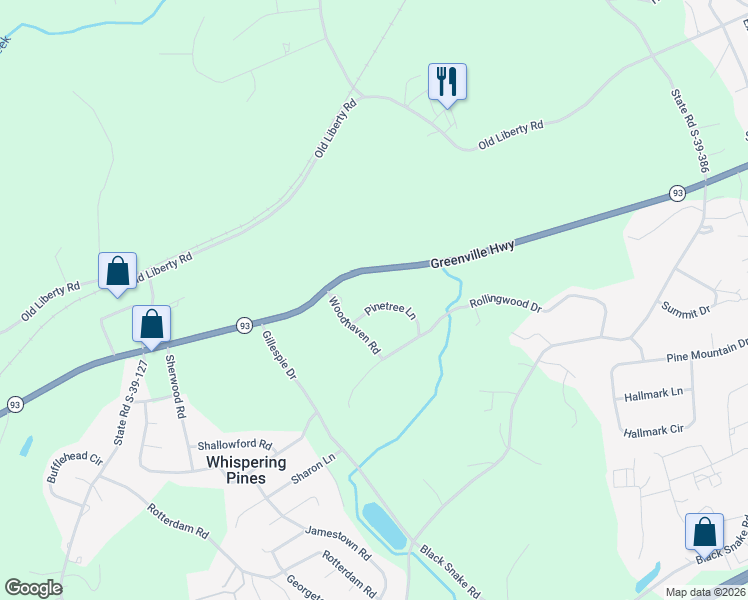 map of restaurants, bars, coffee shops, grocery stores, and more near 3100-3158 Greenville Highway in Easley