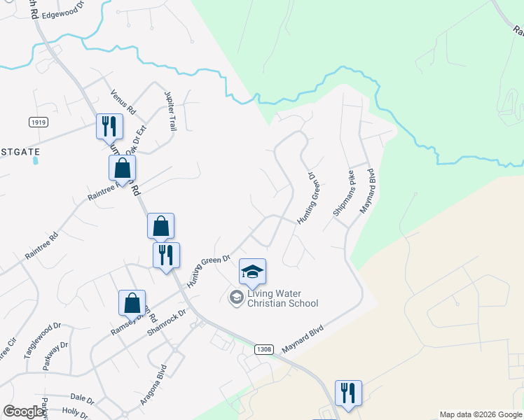 map of restaurants, bars, coffee shops, grocery stores, and more near 110 Kyle Drive in Jacksonville