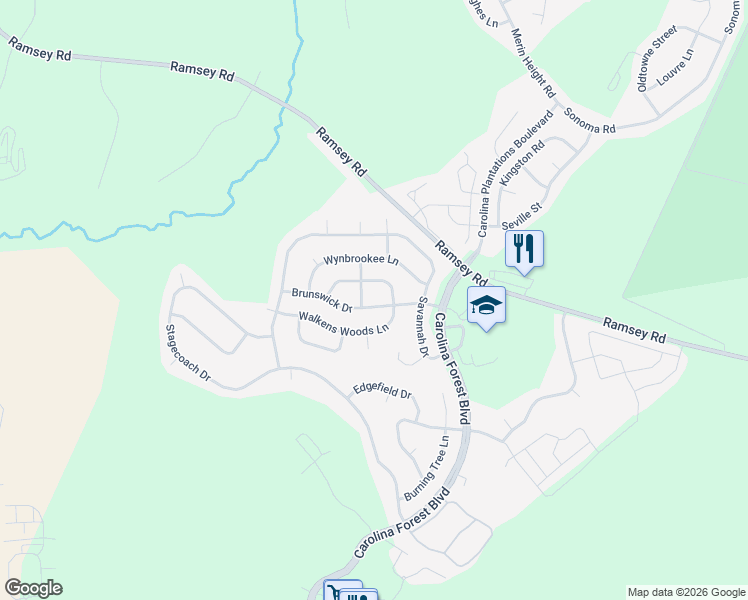 map of restaurants, bars, coffee shops, grocery stores, and more near 209 Willoughby Lane in Jacksonville