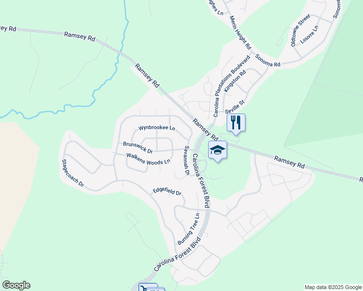 map of restaurants, bars, coffee shops, grocery stores, and more near 202 Brunswick Drive in Jacksonville
