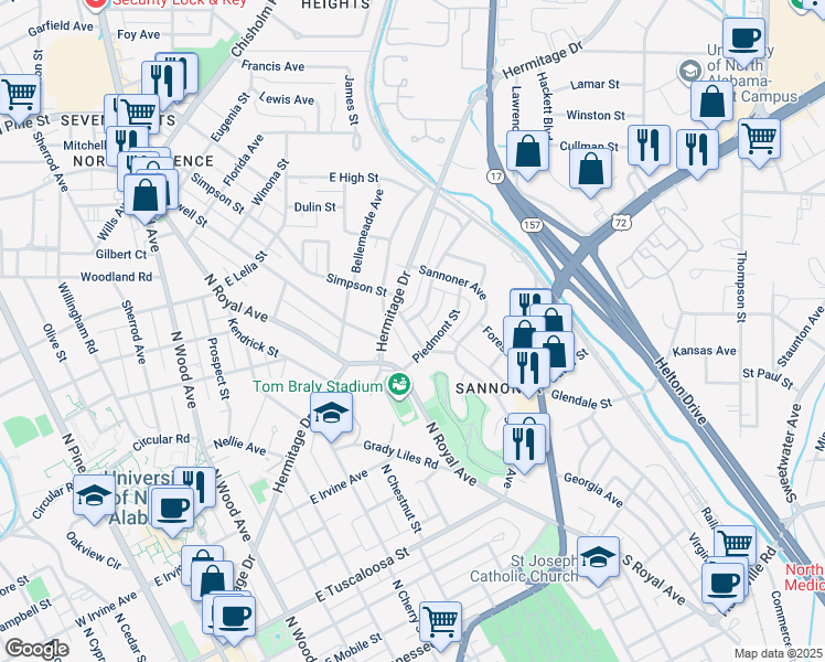 map of restaurants, bars, coffee shops, grocery stores, and more near 708 Grandview Avenue in Florence