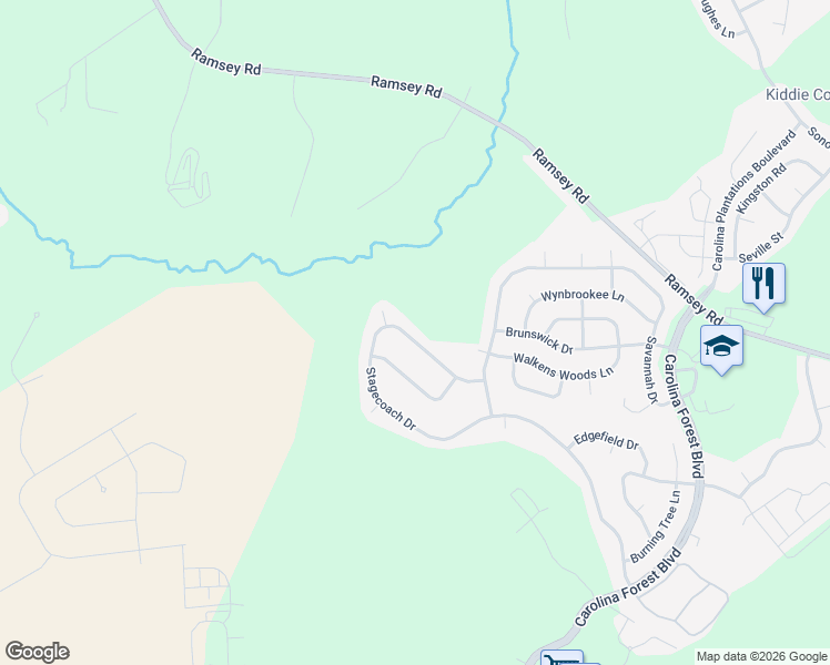 map of restaurants, bars, coffee shops, grocery stores, and more near 905 Stagecoach Drive in Jacksonville