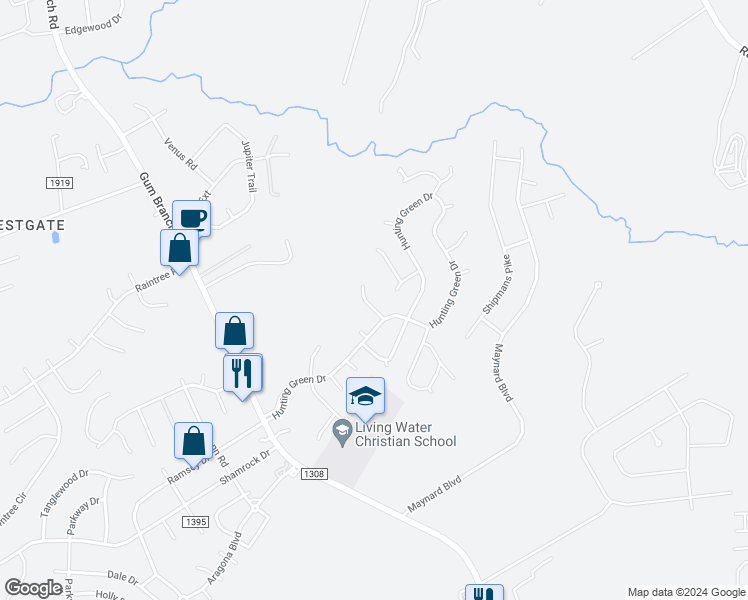 map of restaurants, bars, coffee shops, grocery stores, and more near 210 Deer Creek Drive in Jacksonville