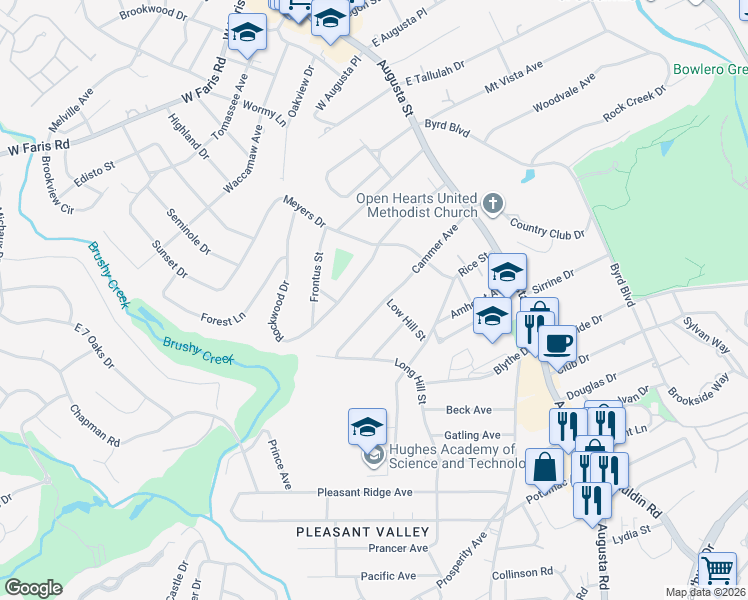 map of restaurants, bars, coffee shops, grocery stores, and more near 126 Cammer Avenue in Greenville