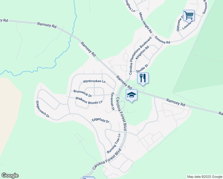 map of restaurants, bars, coffee shops, grocery stores, and more near 800 Savannah Drive in Jacksonville