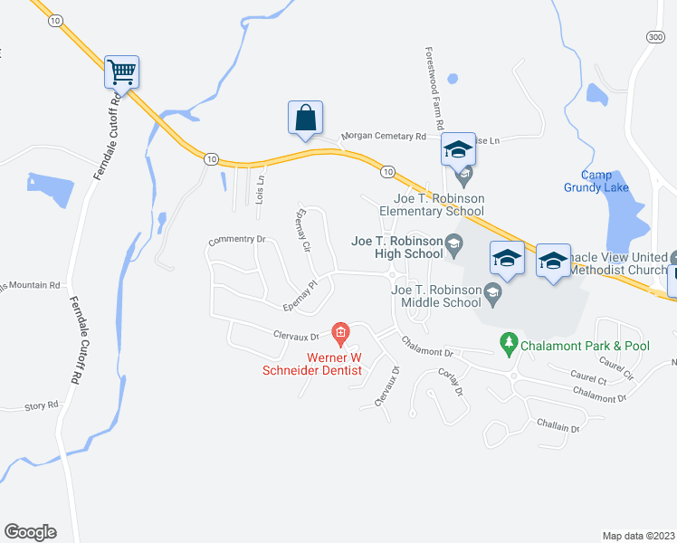 map of restaurants, bars, coffee shops, grocery stores, and more near 1 Epernay Circle in Little Rock