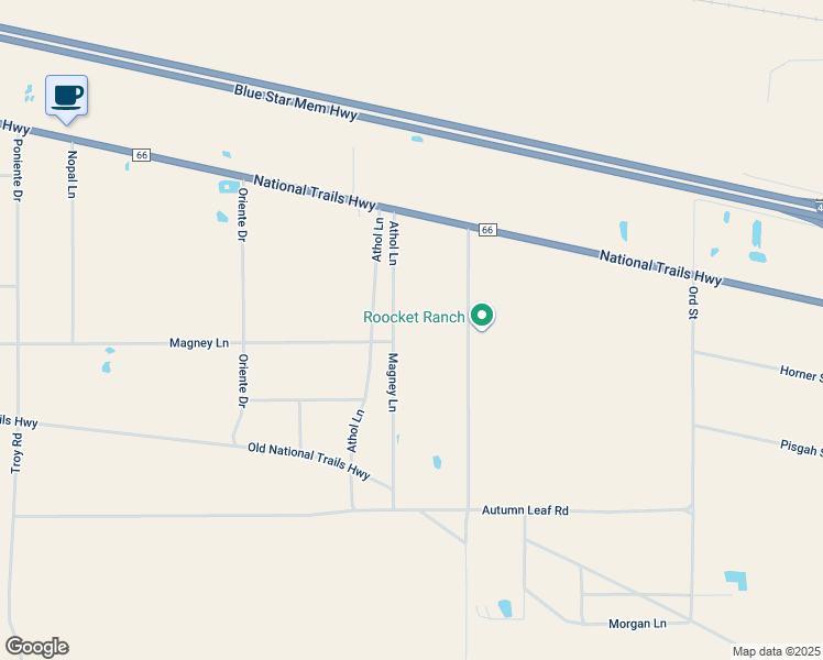 map of restaurants, bars, coffee shops, grocery stores, and more near 30819 Athol Lane in Newberry Springs