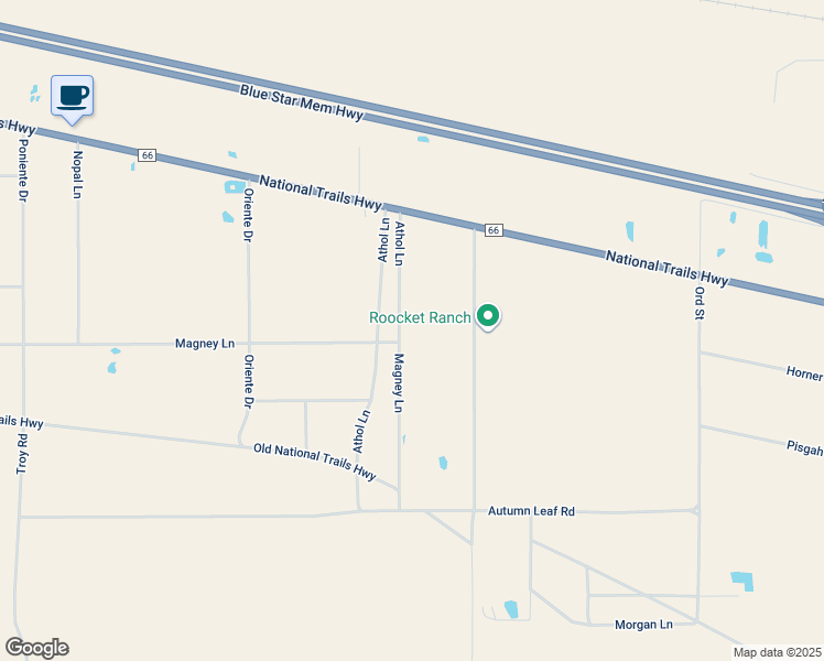map of restaurants, bars, coffee shops, grocery stores, and more near 30819 Athol Lane in Newberry Springs