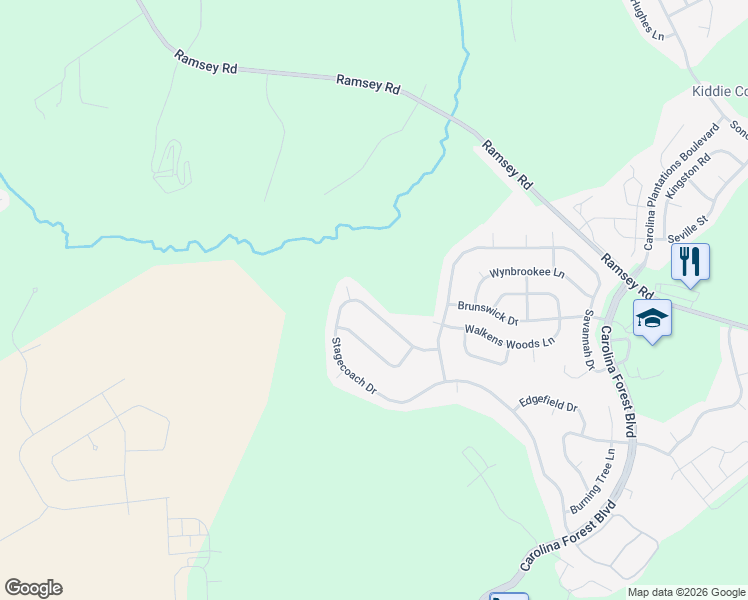 map of restaurants, bars, coffee shops, grocery stores, and more near 905 Stagecoach Drive in Jacksonville