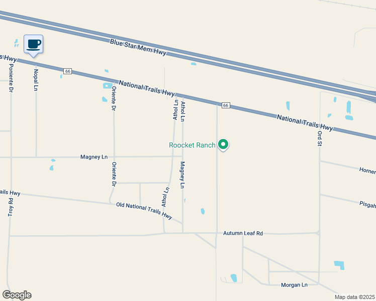 map of restaurants, bars, coffee shops, grocery stores, and more near 30819 Athol Lane in Newberry Springs