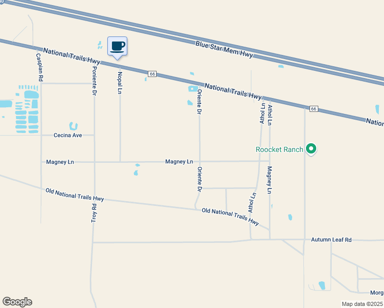 map of restaurants, bars, coffee shops, grocery stores, and more near 30838 Oriente Drive in Newberry Springs