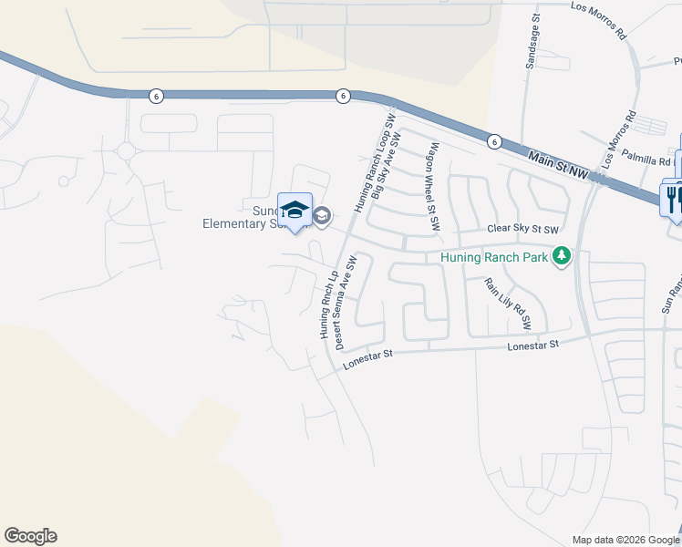 map of restaurants, bars, coffee shops, grocery stores, and more near 741 Desert Senna Avenue Southwest in Los Lunas
