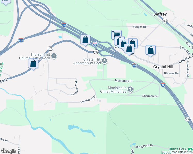 map of restaurants, bars, coffee shops, grocery stores, and more near 5806 McMurtrey Drive in North Little Rock