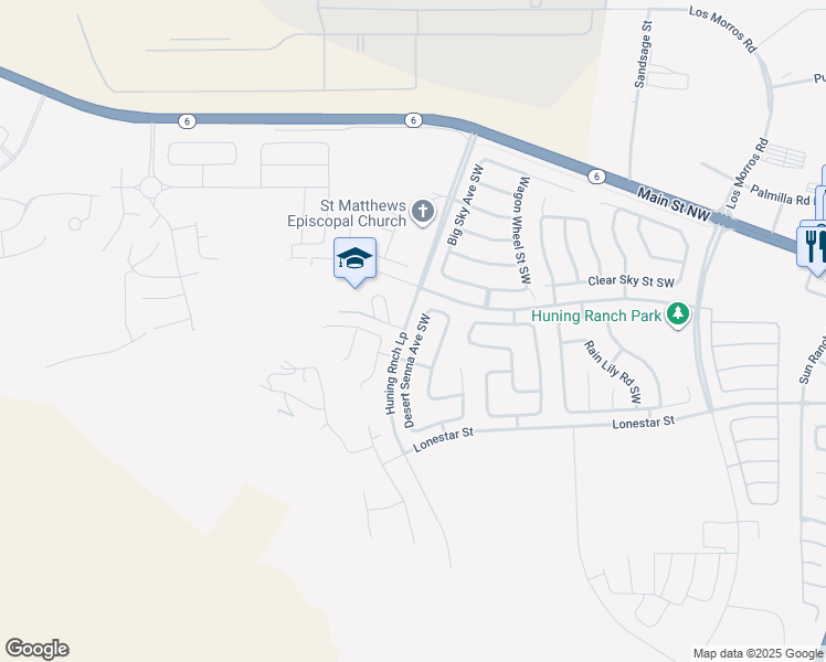 map of restaurants, bars, coffee shops, grocery stores, and more near 741 Desert Senna Avenue Southwest in Los Lunas
