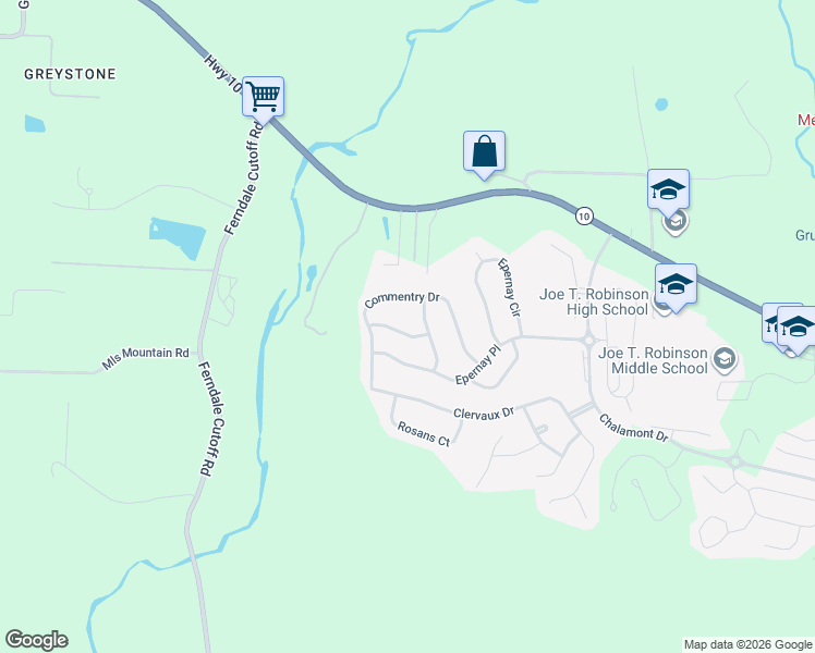 map of restaurants, bars, coffee shops, grocery stores, and more near 206 Commentry Lane in Little Rock