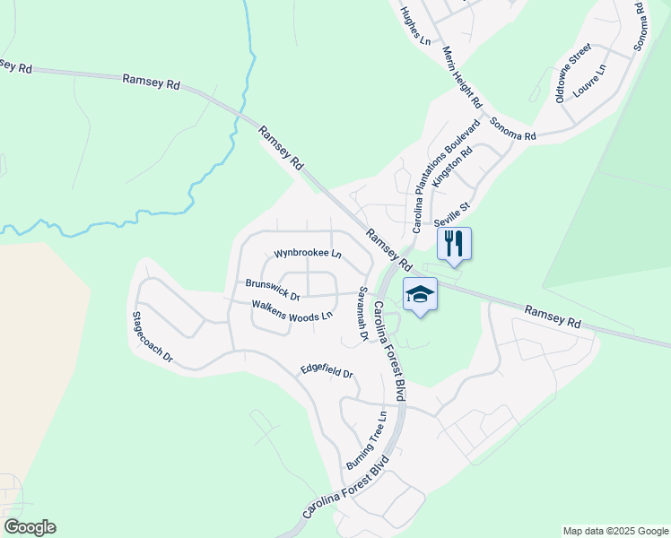 map of restaurants, bars, coffee shops, grocery stores, and more near 209 Willoughby Lane in Jacksonville