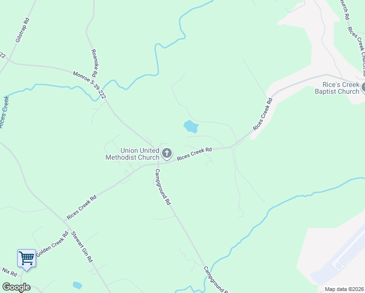 map of restaurants, bars, coffee shops, grocery stores, and more near 650 Rices Creek Road in Liberty