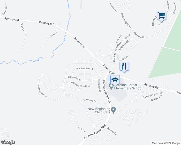 map of restaurants, bars, coffee shops, grocery stores, and more near 207 Willoughby Lane in Jacksonville