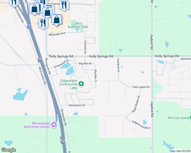 map of restaurants, bars, coffee shops, grocery stores, and more near 1499 Chime Cove in Hernando