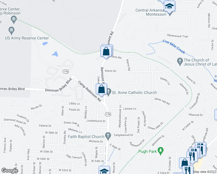 map of restaurants, bars, coffee shops, grocery stores, and more near 6 Remount Road in North Little Rock