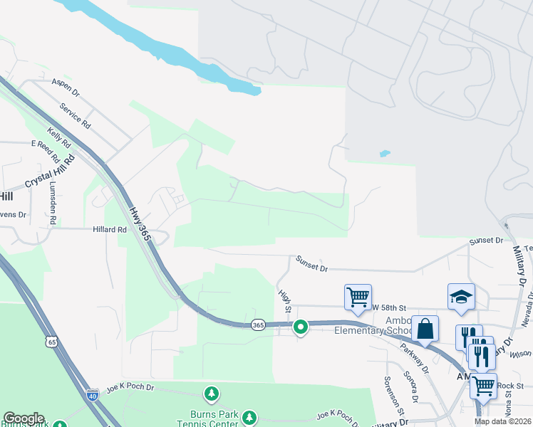 map of restaurants, bars, coffee shops, grocery stores, and more near 6604 Fitts Road in North Little Rock