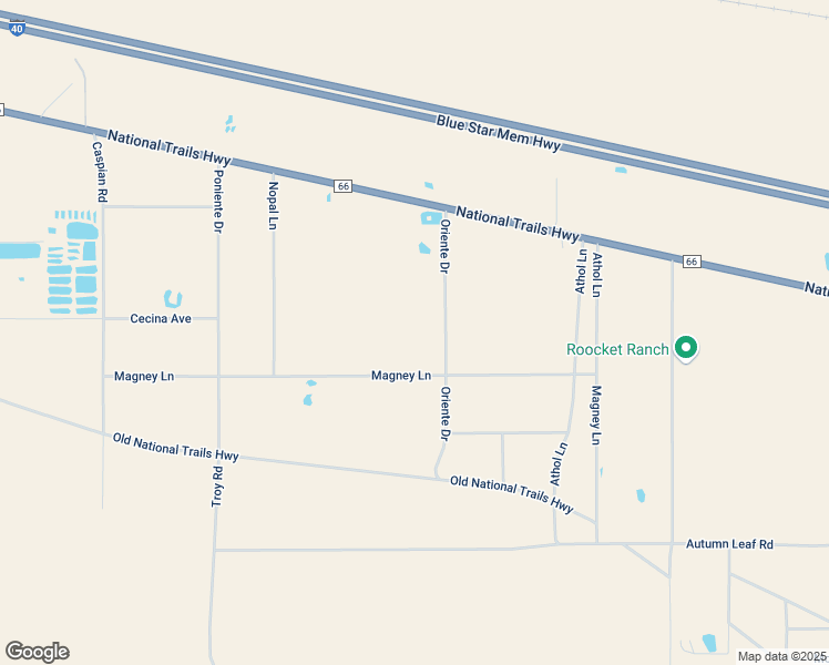 map of restaurants, bars, coffee shops, grocery stores, and more near 30838 Oriente Drive in Newberry Springs