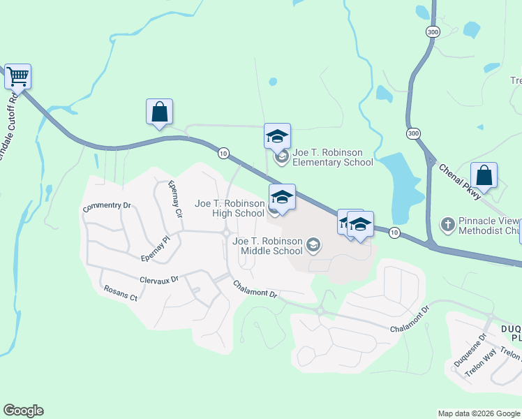 map of restaurants, bars, coffee shops, grocery stores, and more near 26 Tournay Circle in Little Rock