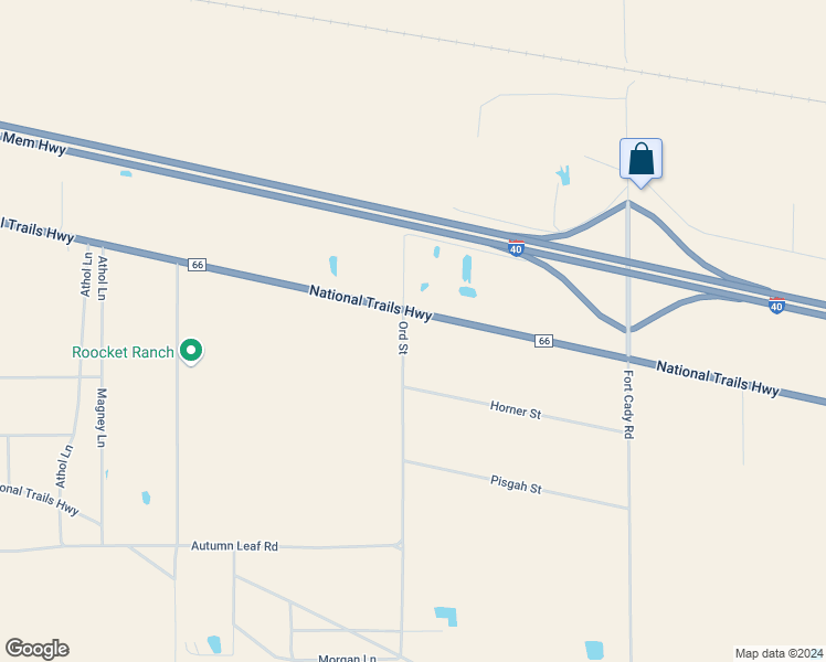 map of restaurants, bars, coffee shops, grocery stores, and more near 8 National Trails Highway in Barstow