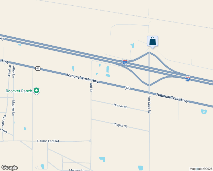 map of restaurants, bars, coffee shops, grocery stores, and more near 47850 National Trails Highway in Newberry Springs