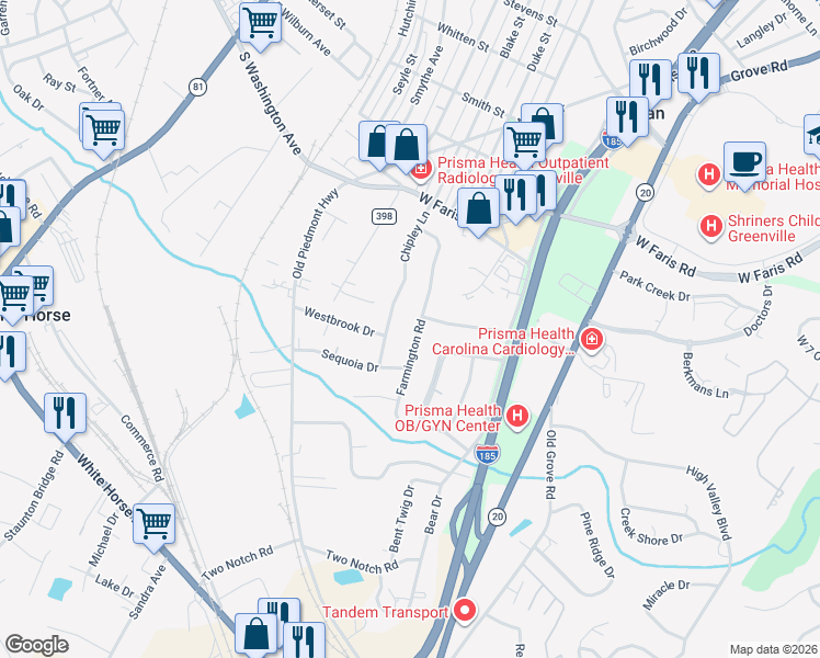 map of restaurants, bars, coffee shops, grocery stores, and more near in Dunean