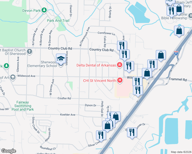 map of restaurants, bars, coffee shops, grocery stores, and more near 499 Beaconsfield Road in Sherwood