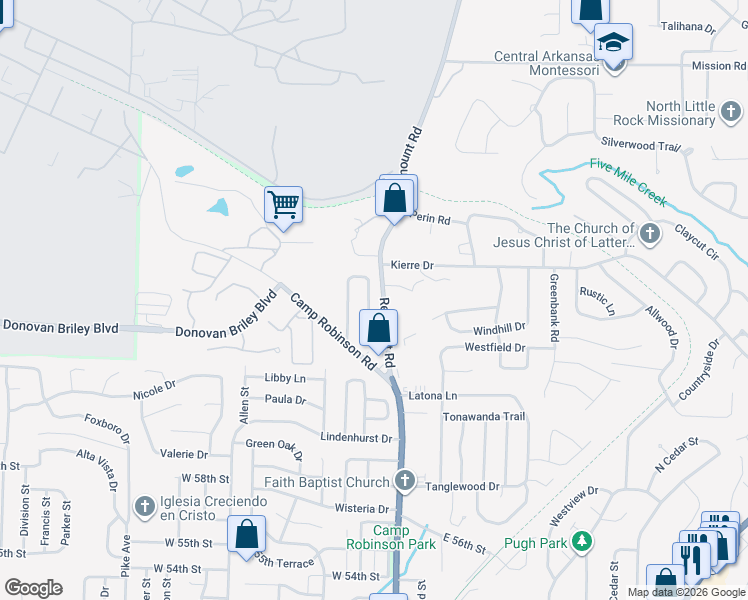 map of restaurants, bars, coffee shops, grocery stores, and more near 12 Remount Road in North Little Rock