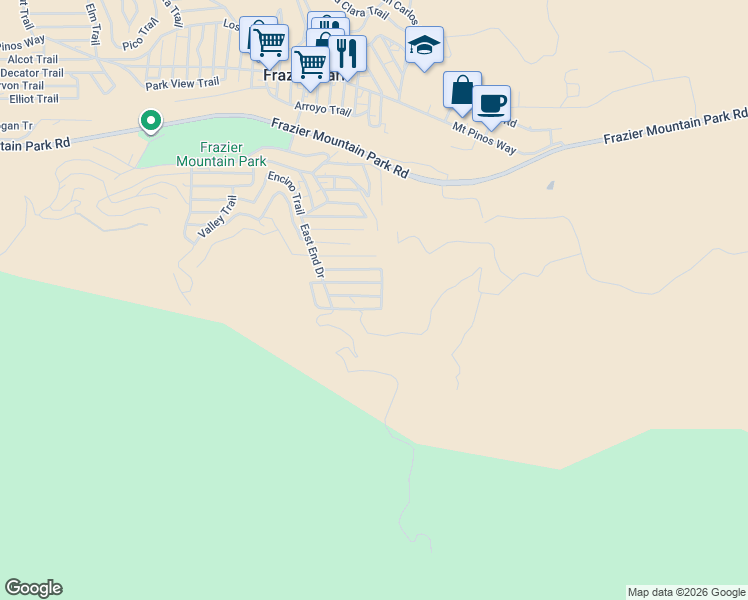 map of restaurants, bars, coffee shops, grocery stores, and more near in Frazier Park