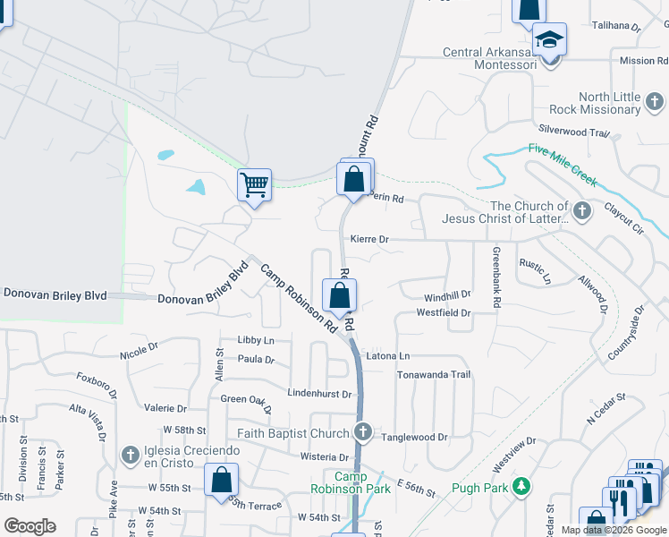 map of restaurants, bars, coffee shops, grocery stores, and more near 12 Remount Road in North Little Rock