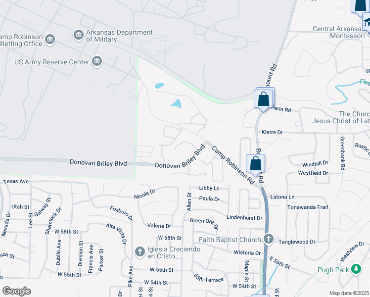 map of restaurants, bars, coffee shops, grocery stores, and more near 519 Donovan Briley Boulevard in North Little Rock