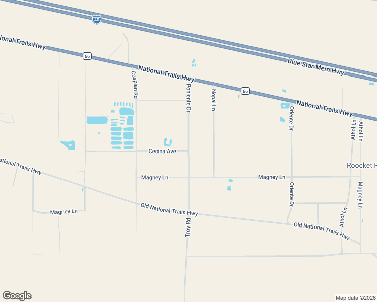 map of restaurants, bars, coffee shops, grocery stores, and more near Poniente Drive in San Bernardino County