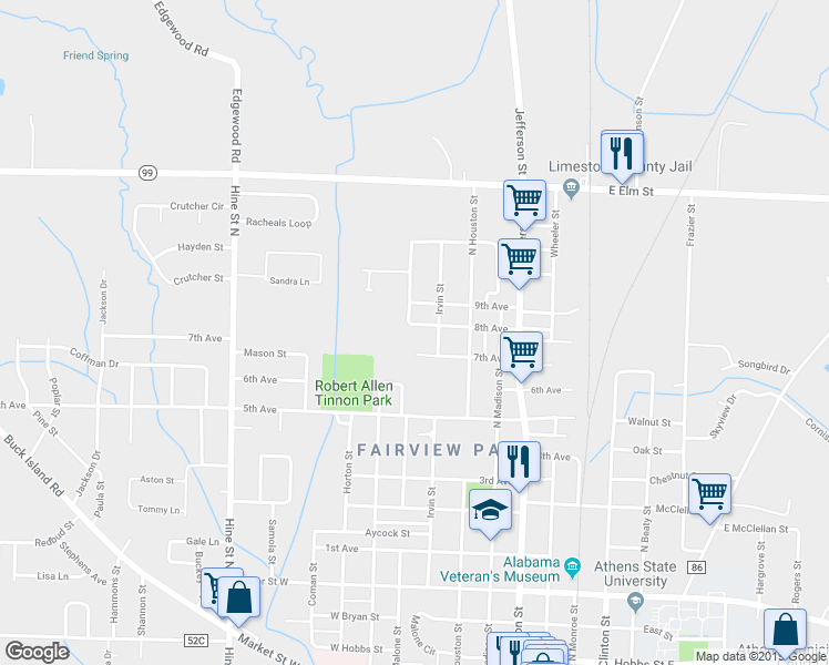 map of restaurants, bars, coffee shops, grocery stores, and more near 607 8th Avenue in Athens