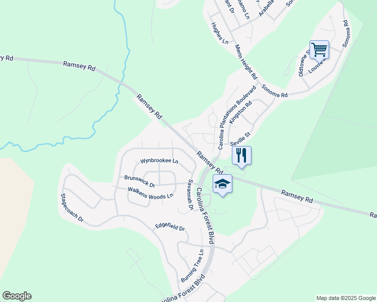 map of restaurants, bars, coffee shops, grocery stores, and more near 709 Savannah Drive in Jacksonville